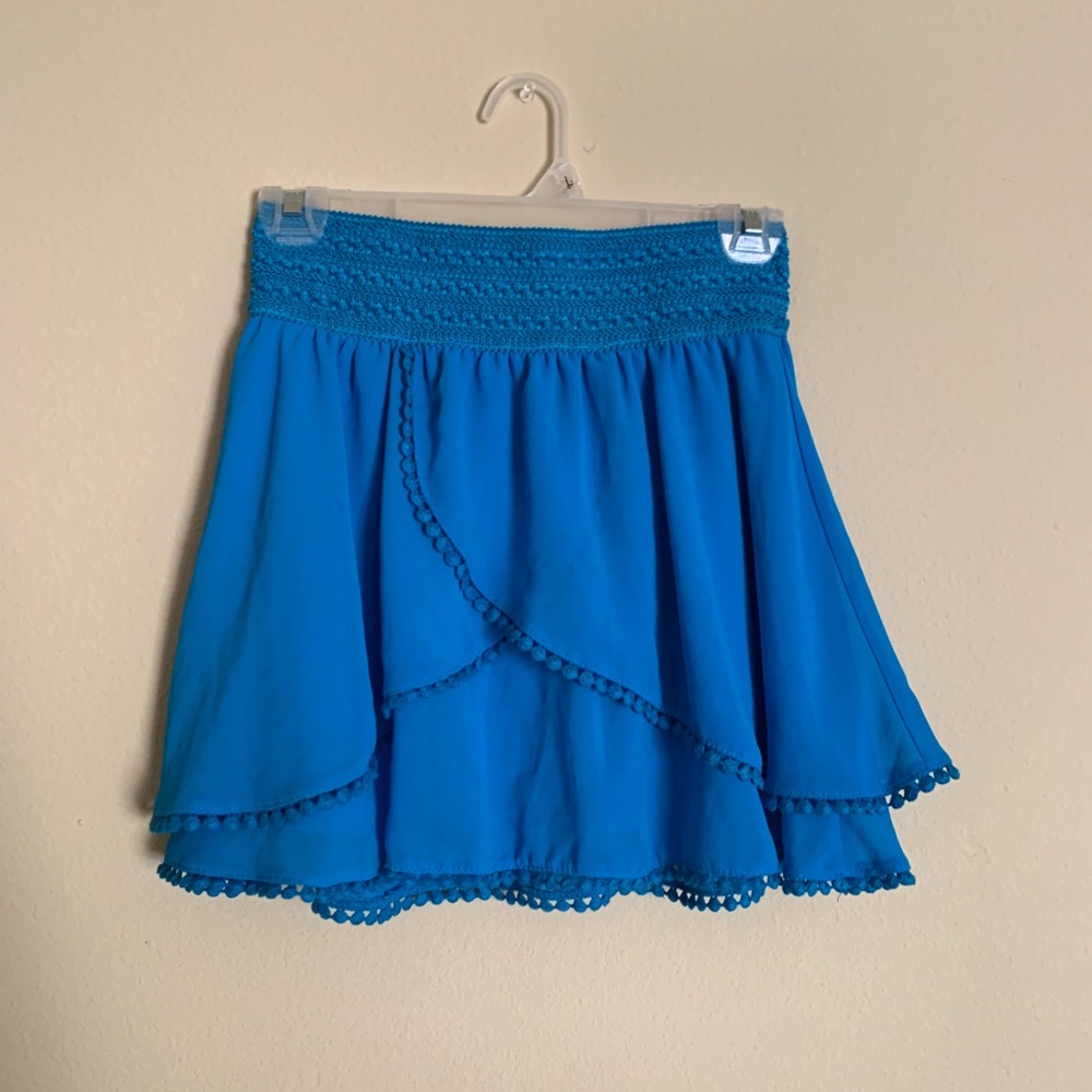 Baby blue layered mini skirt